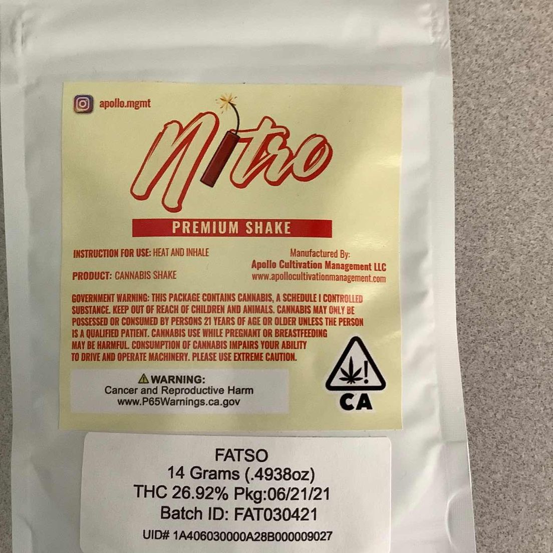(Apollo) Fatso 14G Nitro Shake