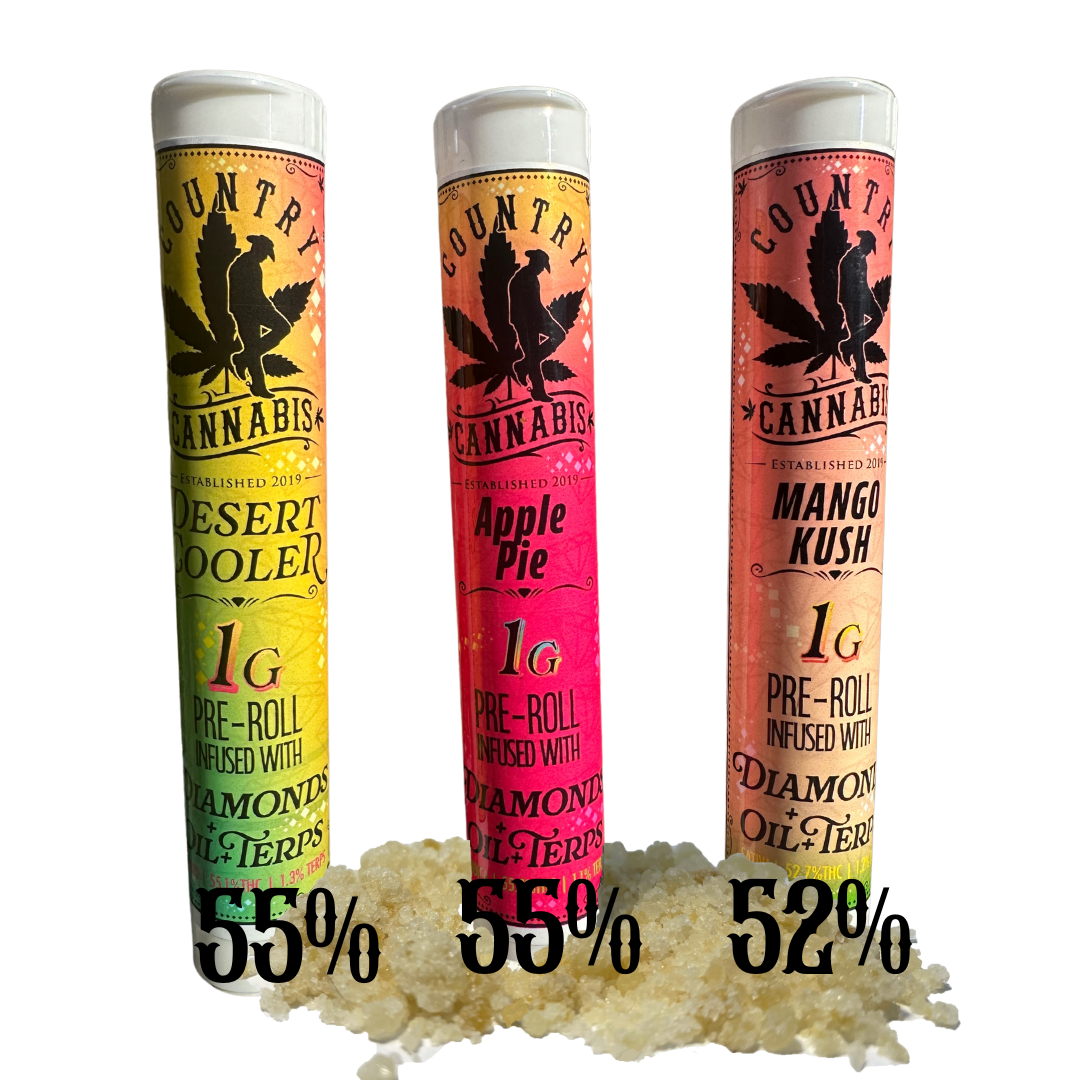 Country Cannabis Diamond Infused 1g Pre-Rolls - Apple Pie - Indica