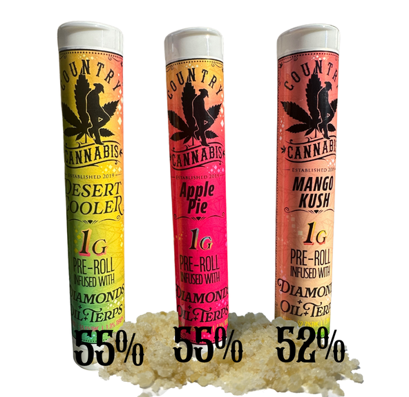 Country Cannabis Diamond Infused 1g Pre-Rolls - Apple Pie - Indica