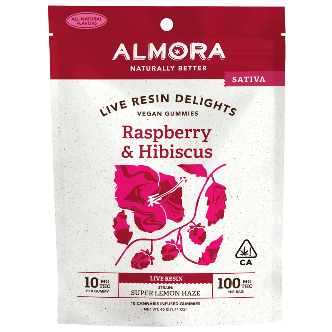 Almora - 100mg Live Resin Gummy Pack - Raspberry & Hibiscus