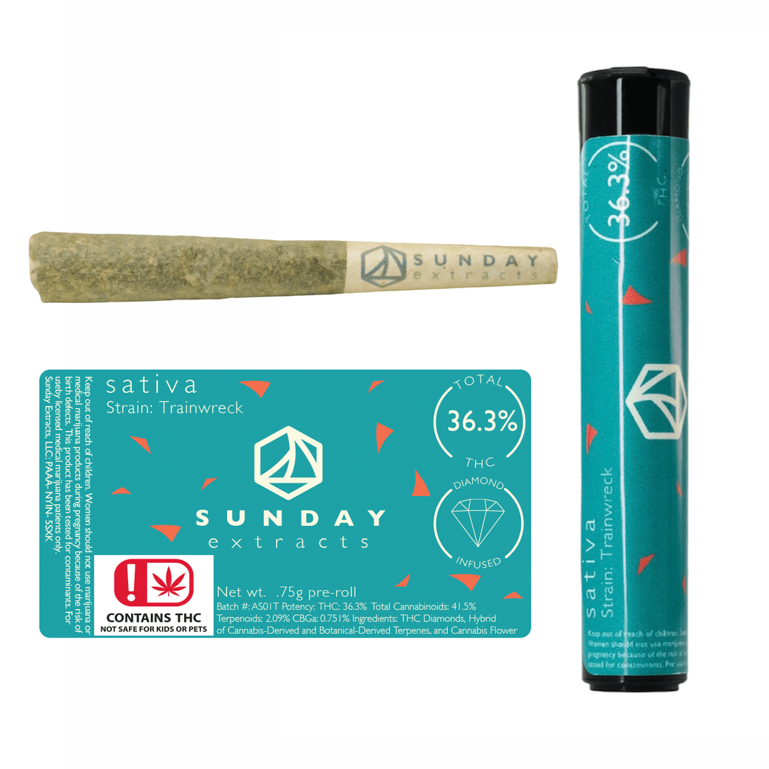 Sunday Diamond Infused Preroll - Trainwreck