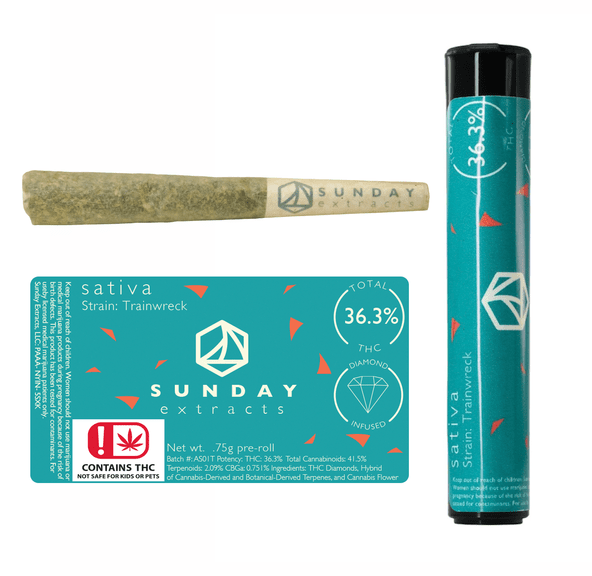 Sunday Diamond Infused Preroll - Trainwreck