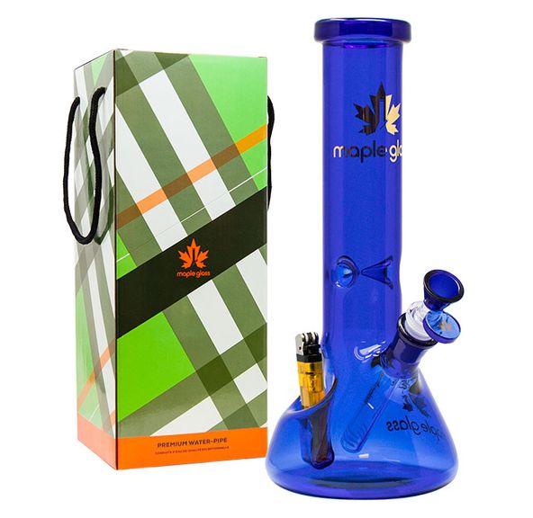 Blue Beaker Bong 12 Inches By Maple GlassWith Lighter Holder