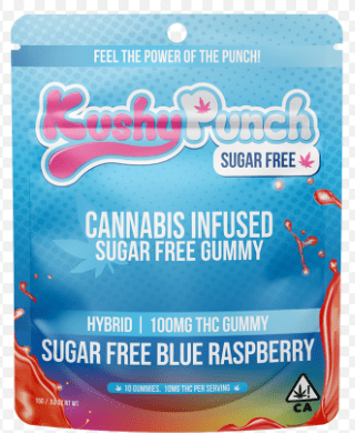 Kushy Punch - Sugar Free Blue Raspberry - Tray Gummies - 100mg - Hybrid