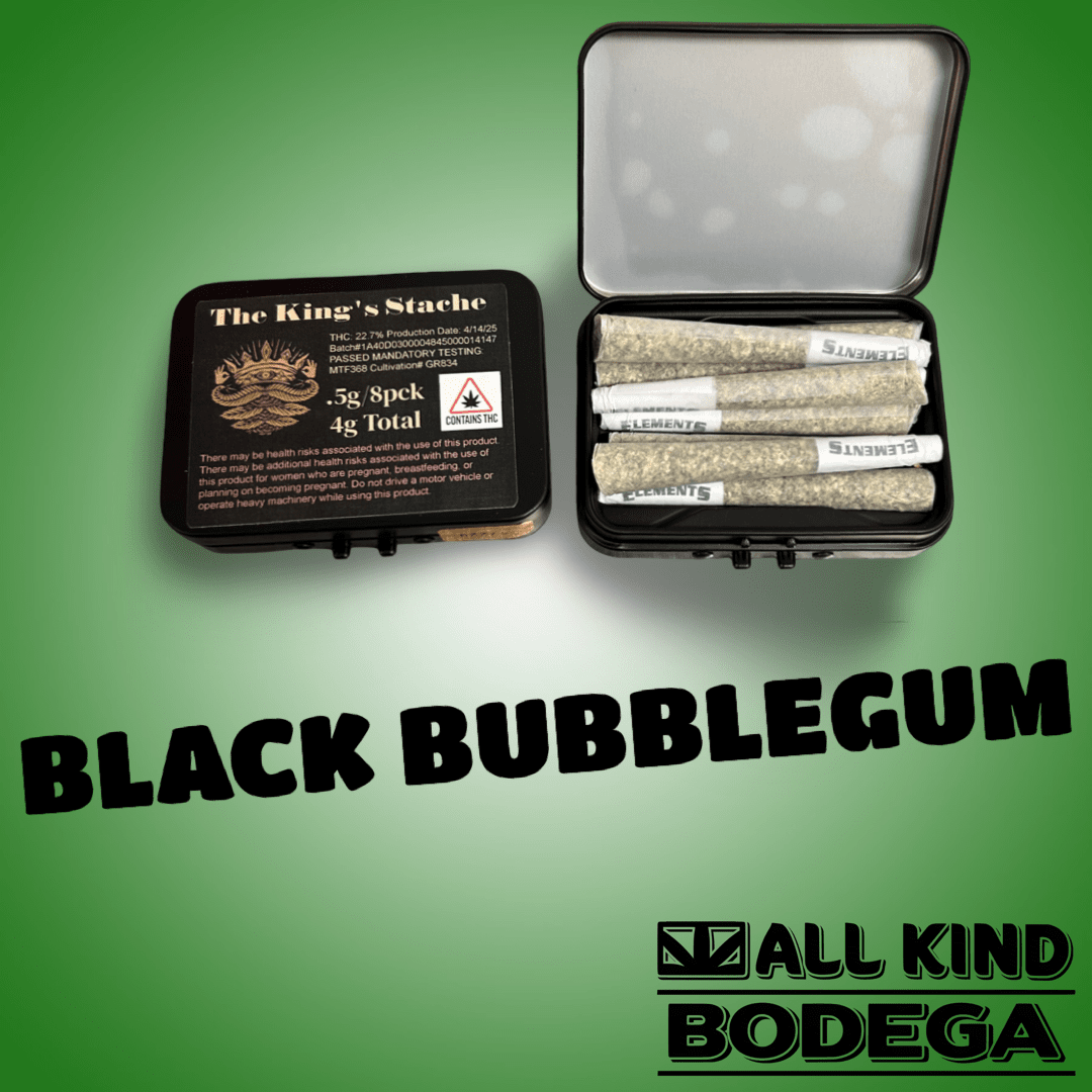 Black Bubblegum .5g Preroll 8 Pack (total weight 4g) (@thekingsstache)