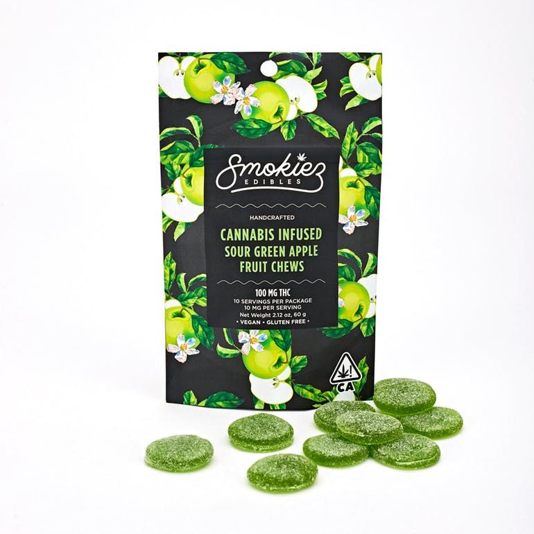 Smokiez - Sour Green Apple fruit chews 100mg