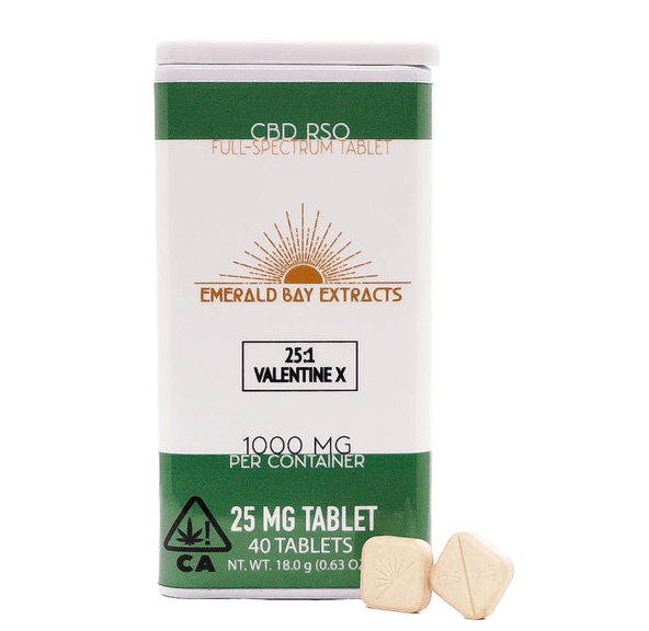 Emerald Bay Extracts 25mg RSO Tablets High CBD Valentine X 1000mg