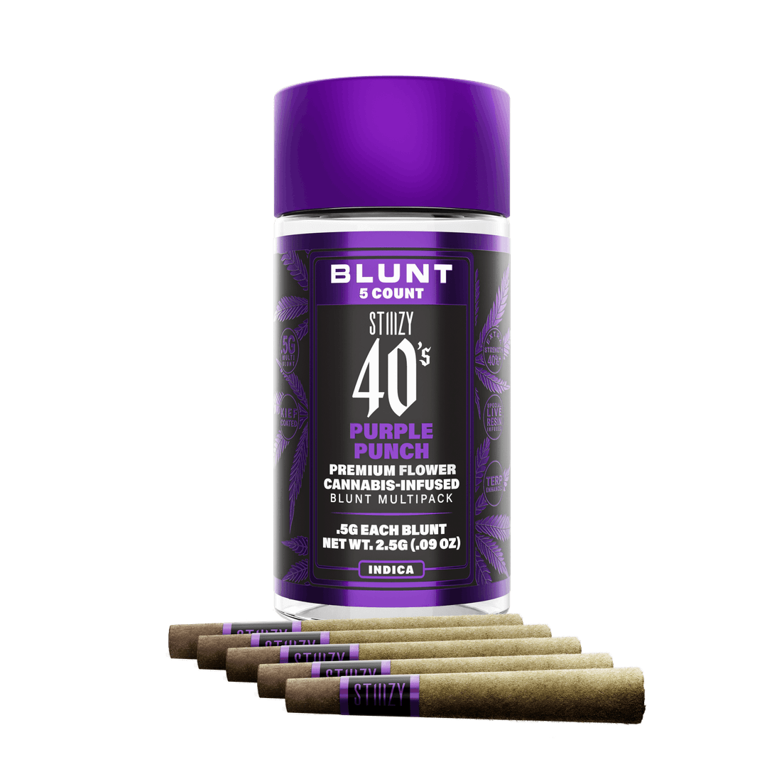 STIIIZY - 40's Mini Blunt Multi-Pack (x5) .5g Prerolls - 2.5g - Purple Punch