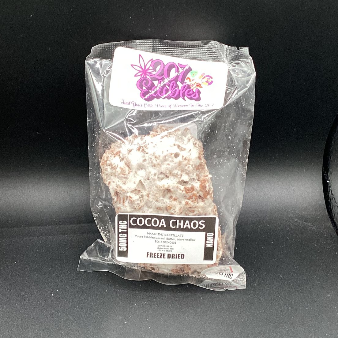 207 Edibles- Cocoa- Freeze Dried- Nano THC- Cereal Treat- 50mg