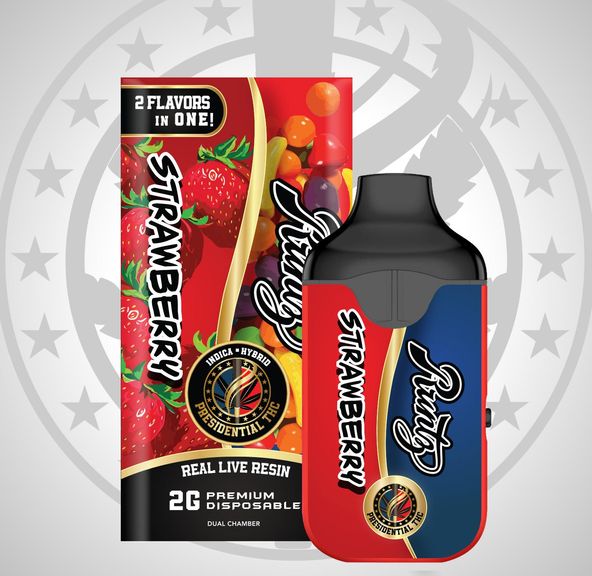 PRESIDENTIAL THC STRAWBERRY/RUNTZ LIVE RESIN DUAL CHAMBER DISPOSABLE 2G