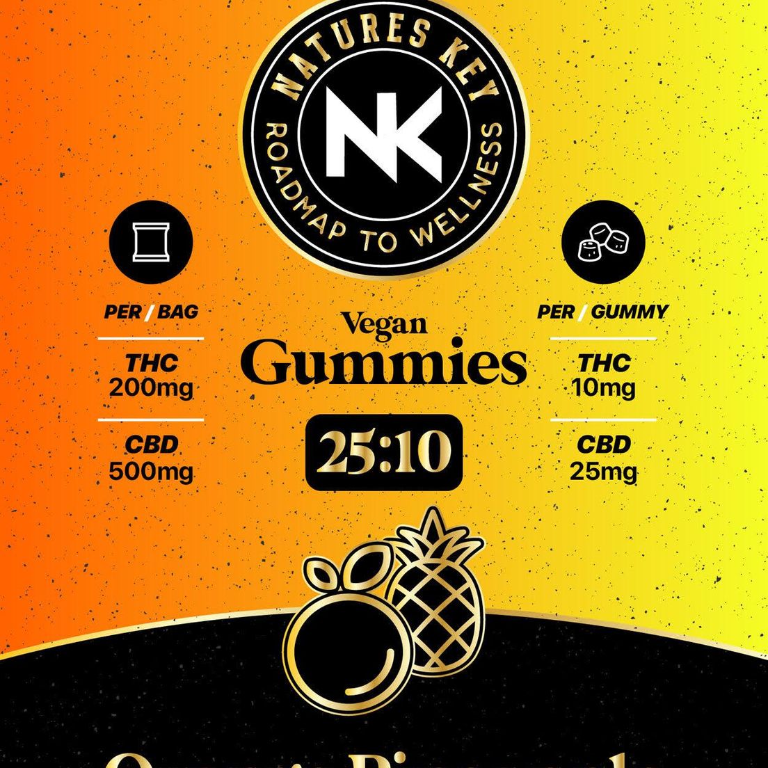 Nature's Key 25:10 VEGAN 25mg CBD/10mg THC (Orange Pineapple)