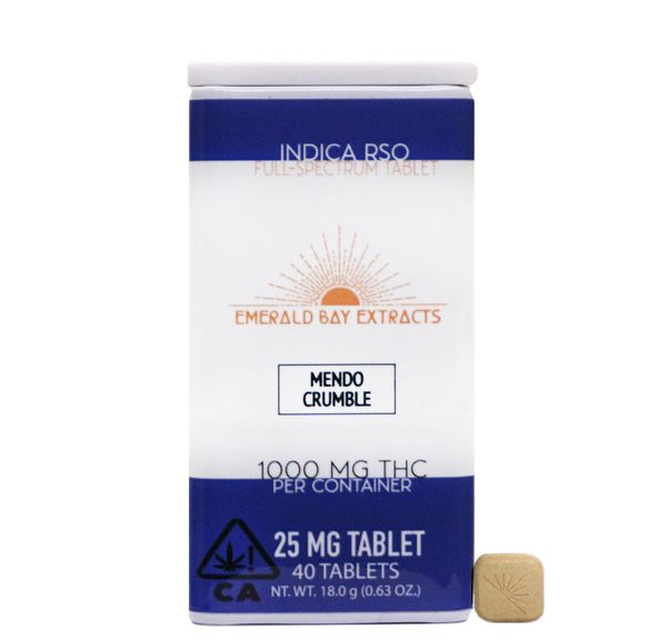 25mg Tablets-Indica-Mendo Crumble-1000mg Package