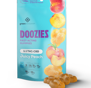 1:1 THC: CBD Juicy Peach (Hybrid) Fast-Acting Gummies - Doozies