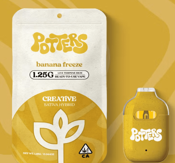 1.25g Banana Freeze (Sativa) Ready-to-Use Live Resin Vape - Potters