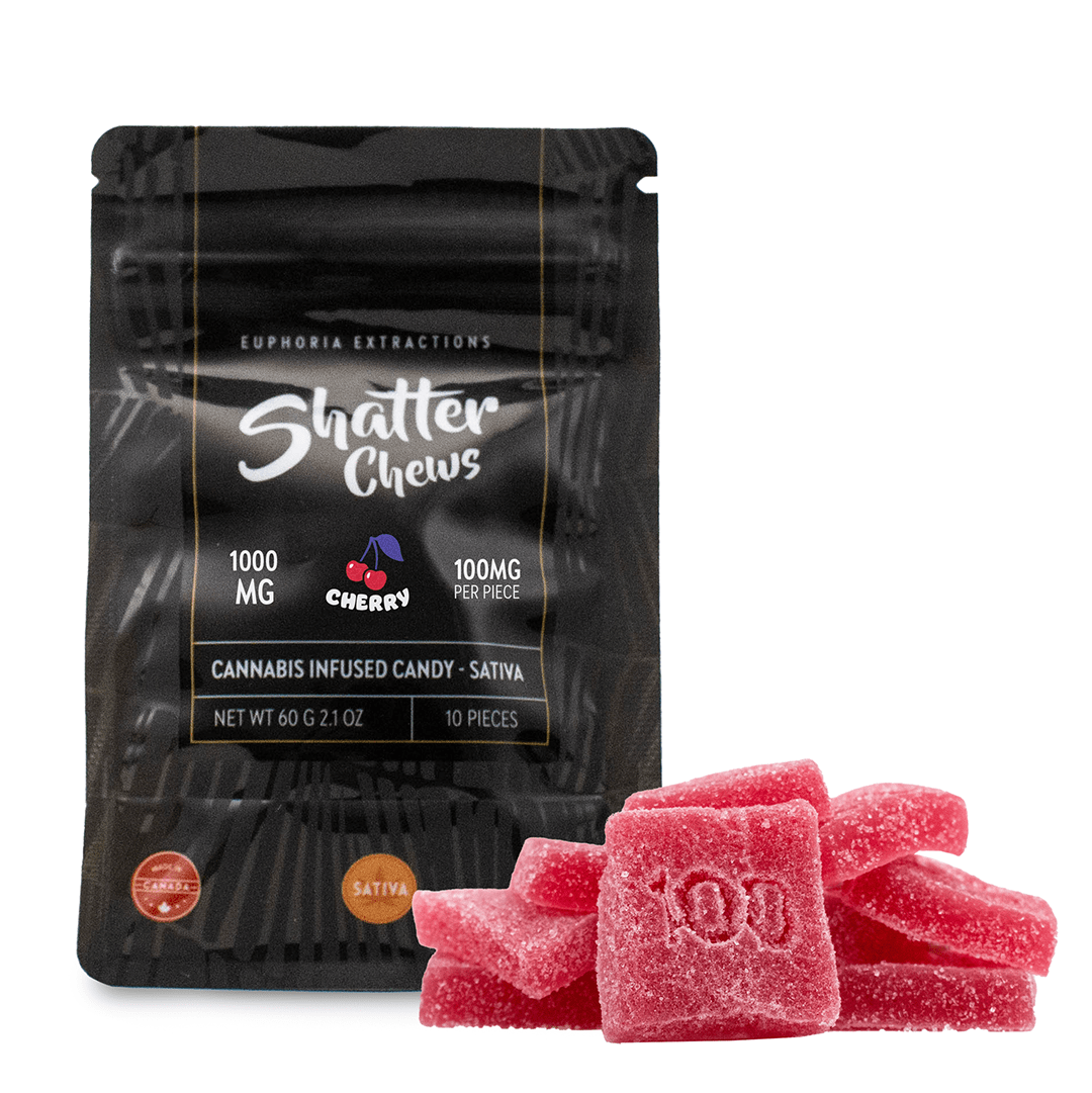1000mg Sativa Cherry Shatter Chews by Euphoria Extractions (100mg x10)