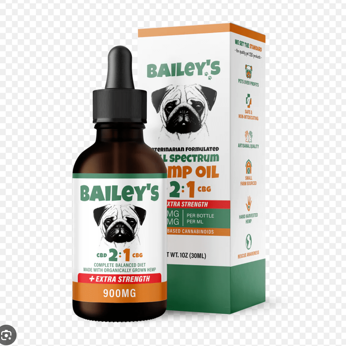 BAILEY'S- 900MG CBD/CBG 2:1 OIL FOR DOGS