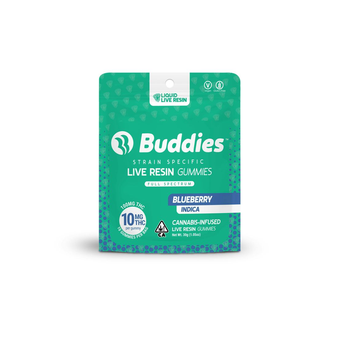 Buddies Live Resin Gummies Blueberry 100mg