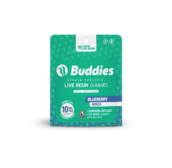 Buddies Live Resin Gummies Blueberry 100mg