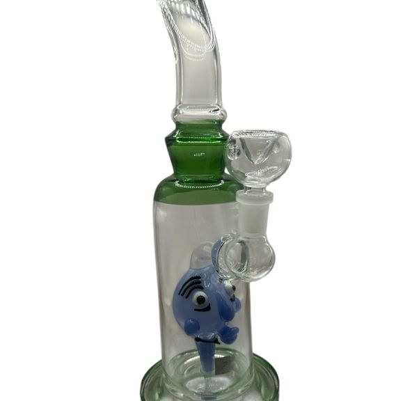 15" Glass Bong - Green Fish Bong