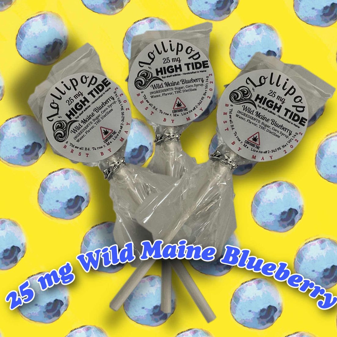 High Tide Wild Maine Blueberry Lollipops - 25 mg
