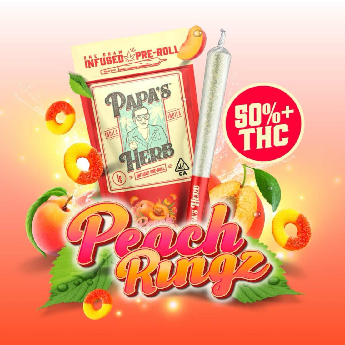 Papa's Herb - Peach Ringz (1g) Infused Preroll 1g