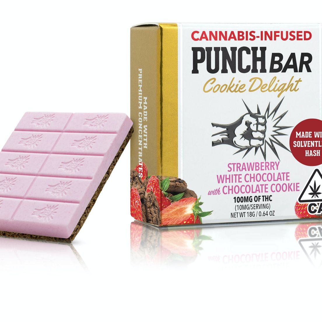 Punch Edibles - 100mg Solventless Cookie Delight - Strawberry White Chocolate with Chocolate