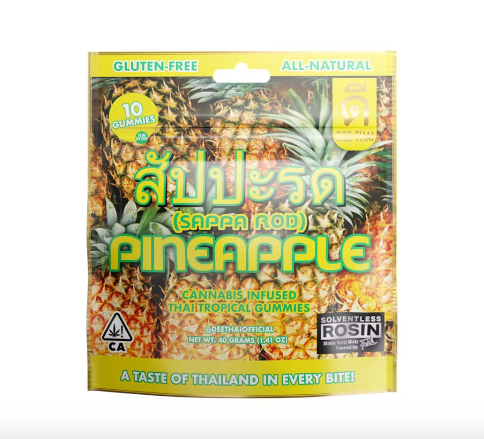 Dee Thai Solventless Hash Rosin 100MG Gummies Pineapple