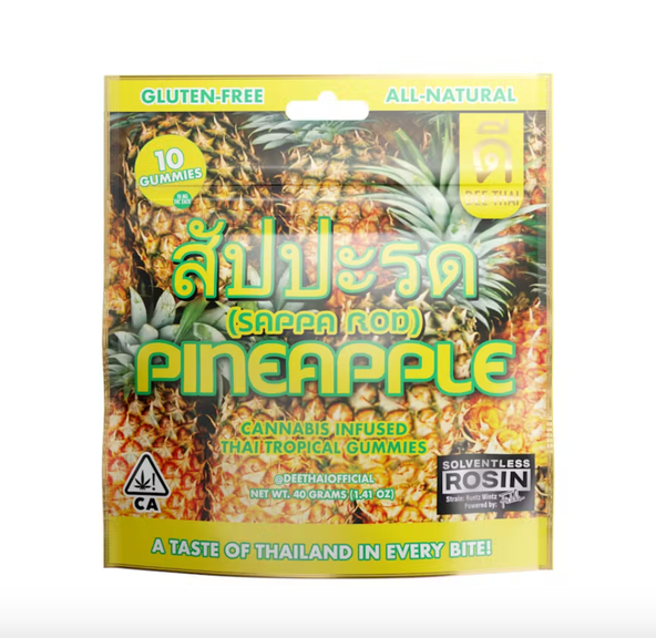 Dee Thai Solventless Hash Rosin 100MG Gummies Pineapple