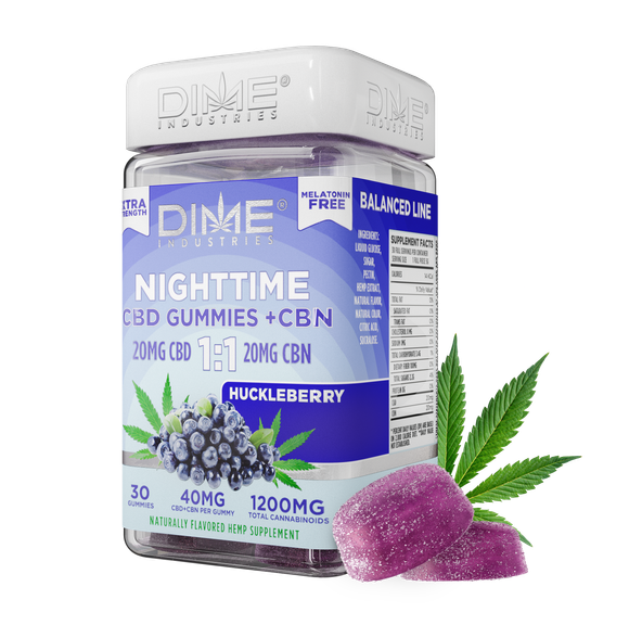DIME HUCKLEBERRY 1:1 CBD:CBN NIGHTIME GUMMIES 1200MG