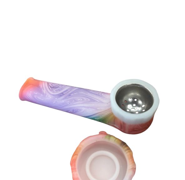 3' Kolas Glow In The Dark Silicone Pipe w/Cap - Assorted Colors