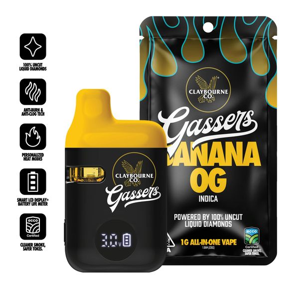 Claybourne Co. - Gassers Liquid Diamonds AIO - 1g - Banana OG