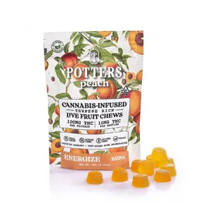 Potters - Peach Sugar-Free Live Fruit Chews | 100mg 10pk - 40 g