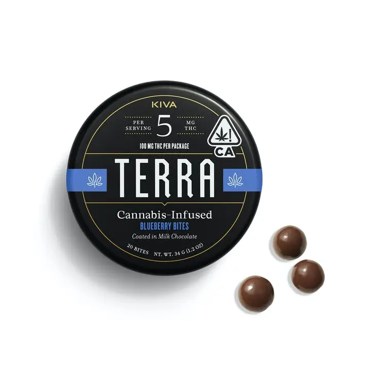 Kiva Terra Bites Edible Chocolate Blueberries 100mg