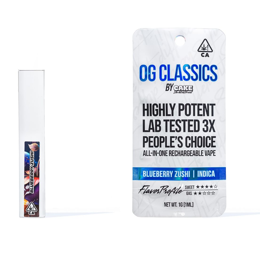 Cake AIO Vape OG Classics Blueberry Zushi 1g
