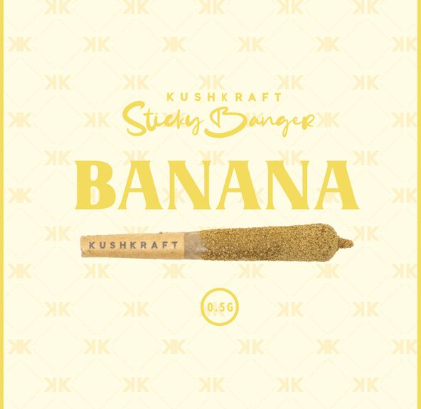 1 x 0.5g Infused Sticky Banger Pre-Roll Indica Banana by KushKraft