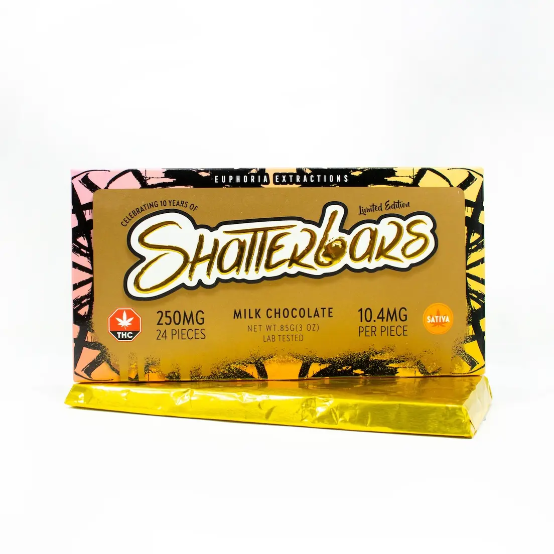 250mg Sativa Milk Chocolate Shatter Bar by Euphoria Extractions GOLDEN TICKET INSIDE