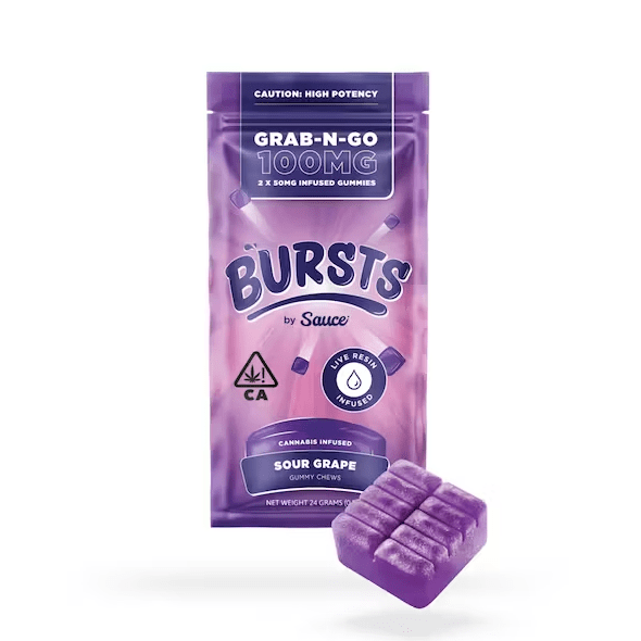 Bursts Sour Grape - 100MG Live Resin Infused Edibles