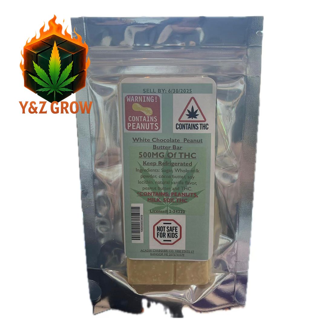 Acadia White Chocolate Bar - 500mg