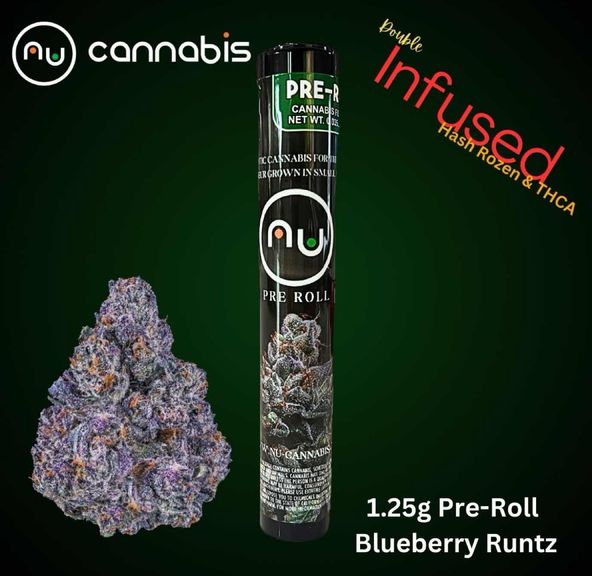 NU ~ BLUEBERRY RUNTZ PRE-ROLLS 1.25G INFUSED HASH/THCA