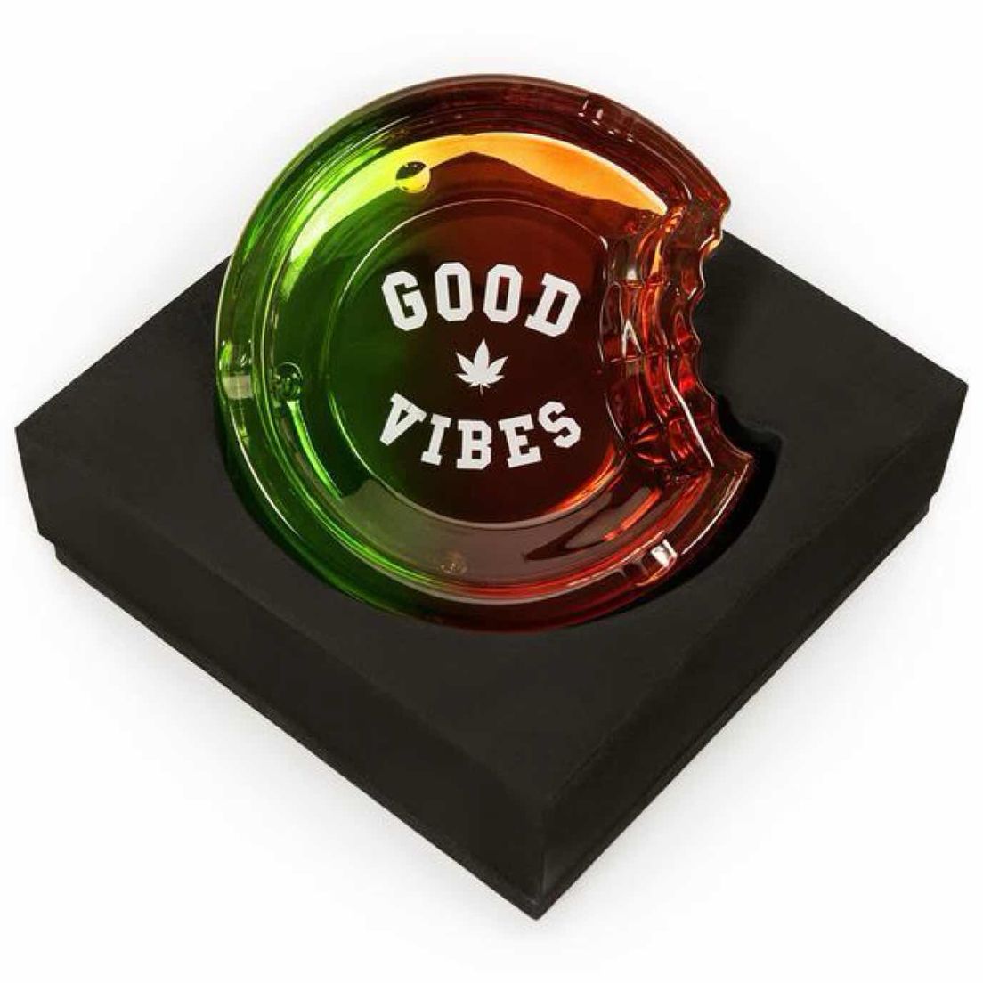 Ash Tray - Glass Cookies (Rasta)