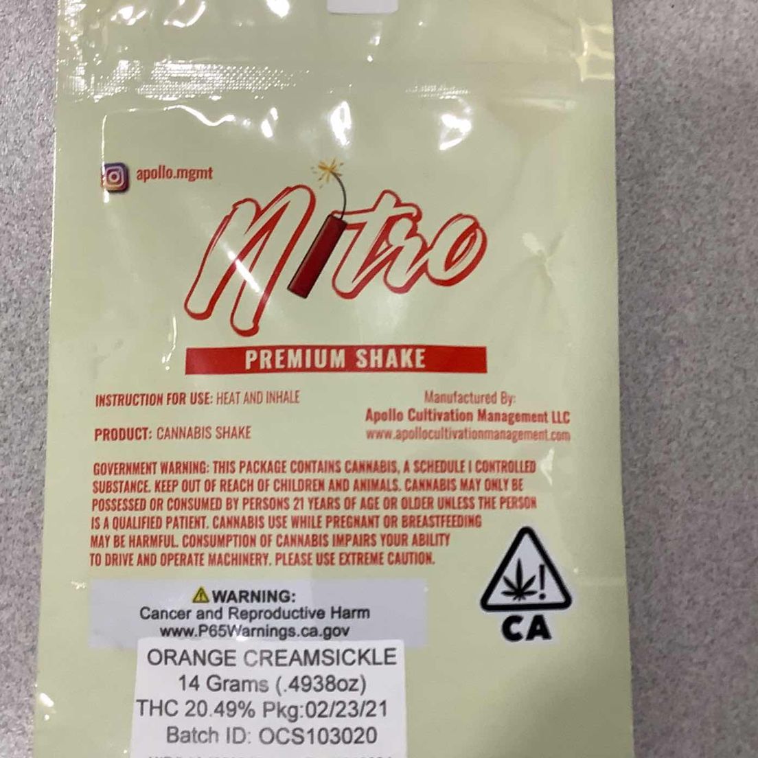 (Apollo) Orange Creamsickle 14G Nitro Shake