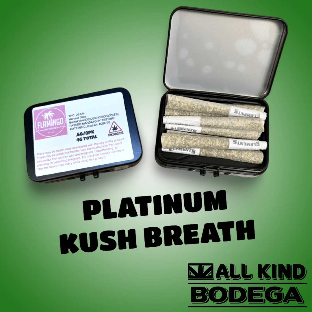 Platinum Kush Breath .5g Preroll 8 Pack (Total Weight 4g) (@flamingomaine)