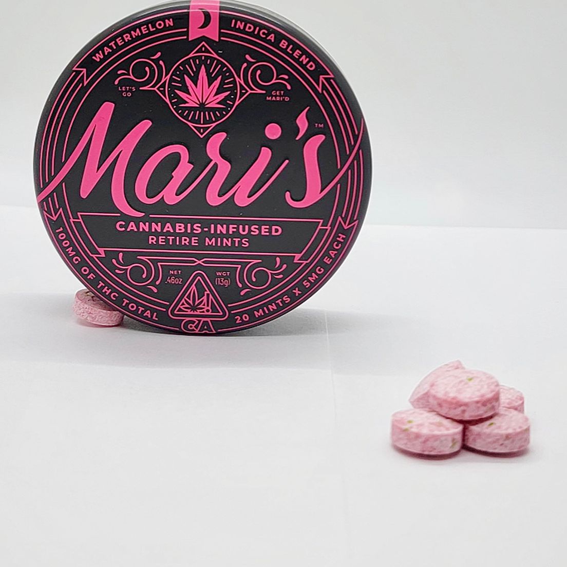100mg Watermelon (Indica) Retire Mints - Mari's