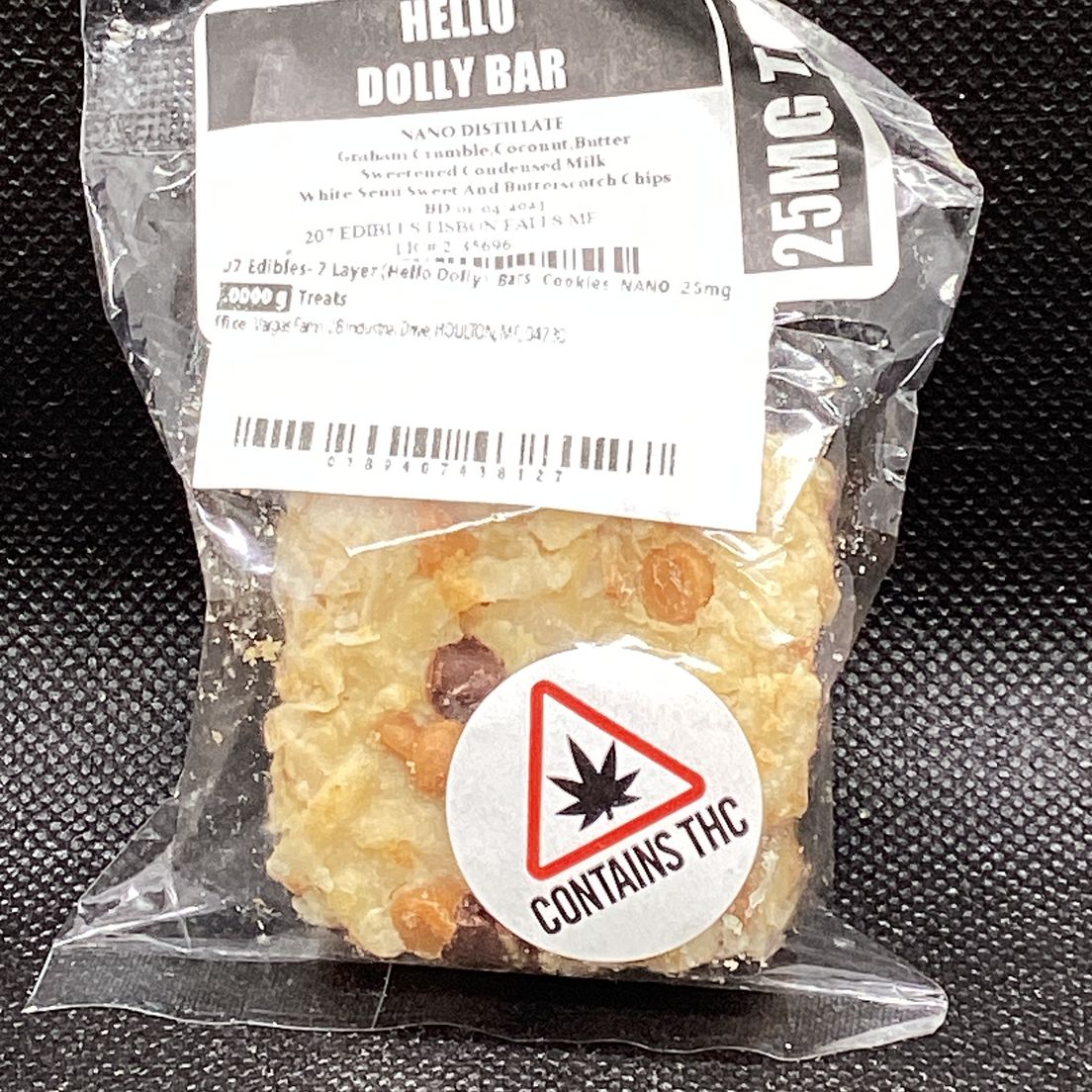 207 Edibles- 7 Layer (Hello Dolly)- Bars- Cookies- NANO- 25mg