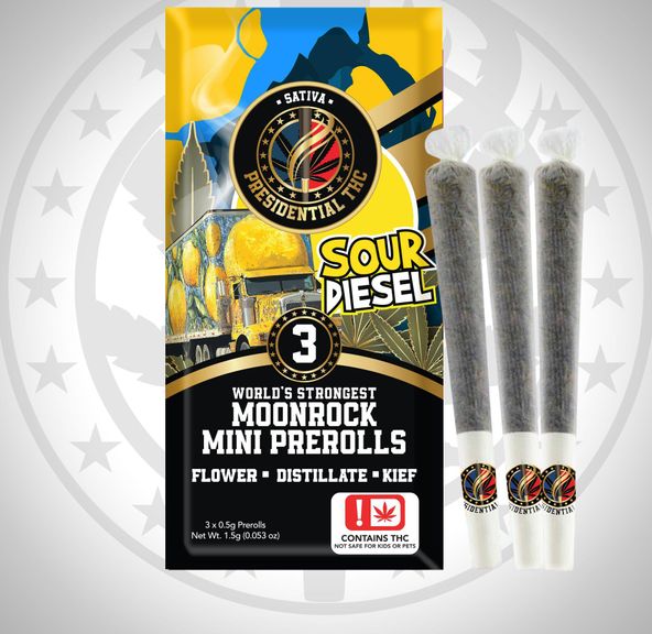 Moon Rock Infused Mini Preroll 3 pack by Presidential - Sour Diesel