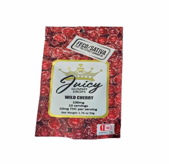Juicy Wild Cherry 100mg Lem Chem-10 count FECO Sativa Gummies
