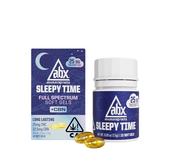 Absolute Xtracts Sleepy Time Solventless + CBN Soft Gels 25mg THC 10pk