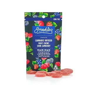 Smokiez Fruit Chews Sour Jamberry 100mg THC / 100mg CBN 1:1