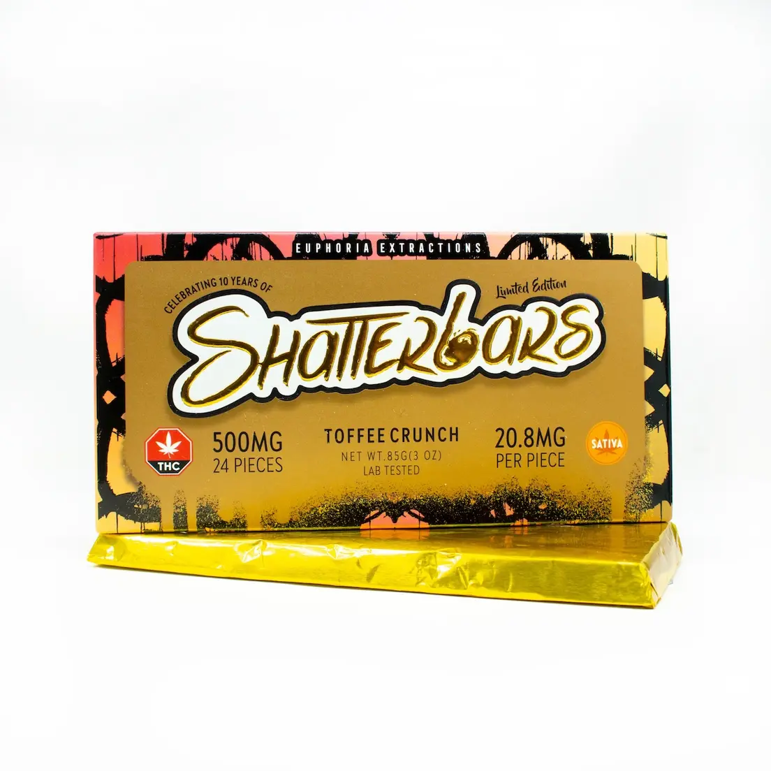 500mg Sativa Toffee Crunch Shatter Bar by Euphoria Extractions GOLDEN TICKET INSIDE