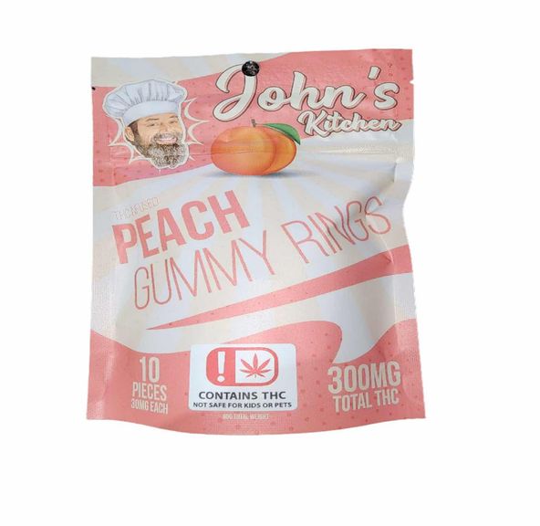 John's Kitchen Peach Gummy Rings 300mg